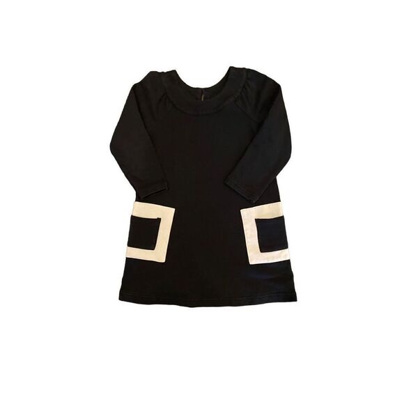 Hanna Andersson girls color black dress with front pockets size 5/1101 - Picture 2 of 4